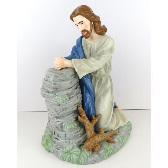 Large Jesus Praying Ceramic Figurine 12” Religious Statue Glazed Christian Decor - Picture 2 of 12